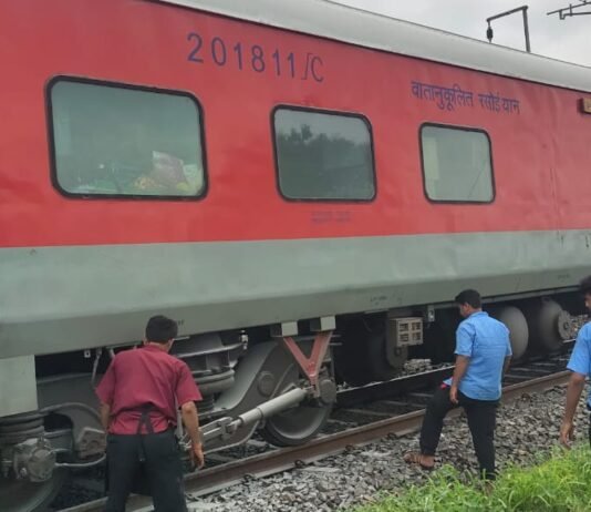 तेलंगाना एक्सप्रेस में लगी आग।